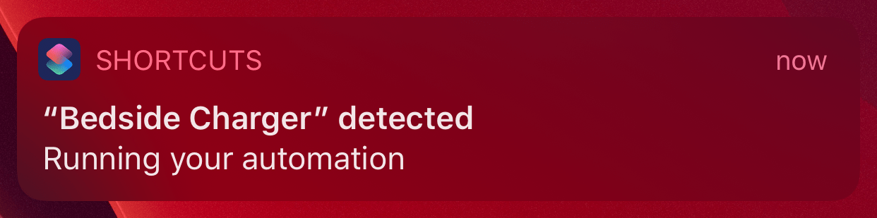 Screenshot of a Shortcuts notification